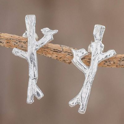 Primary image for Modern Sterling Silver Tree Drop Earrings from Costa Rica Nest of Love