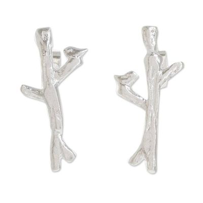 Alternate image for Modern Sterling Silver Tree Drop Earrings from Costa Rica Nest of Love