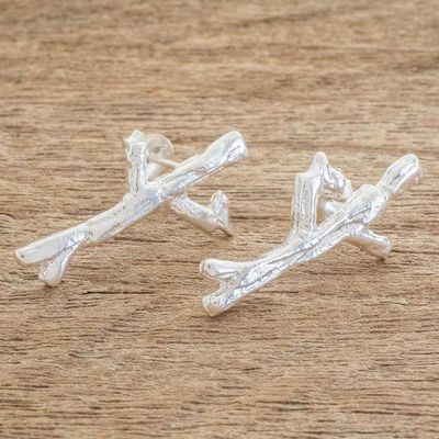 Alternate image for Modern Sterling Silver Tree Drop Earrings from Costa Rica Nest of Love