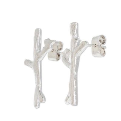 Alternate image for Modern Sterling Silver Tree Drop Earrings from Costa Rica Nest of Love