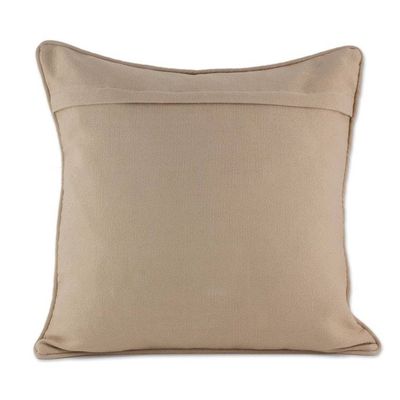 Alternate image for Handwoven Cotton Cushion Cover in Wheat from Guatemala Ancestral Depictions in Wheat