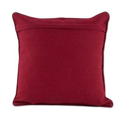 Alternate image for Geometric Motif Cotton Cushion Cover in Red from Guatemala Mayan Rhombi