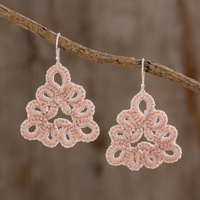 Primary image for Hand-Tatted Dangle Earrings in Ecru from Guatemala Petal Essence in Ecru
