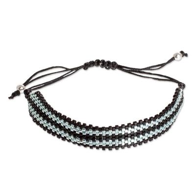 Alternate image for Silver and Black Bead Bracelet Black Tracks