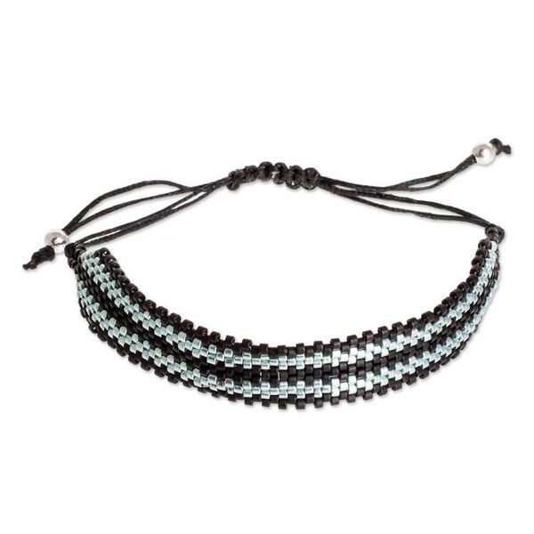Alternate image for Silver and Black Bead Bracelet Black Tracks