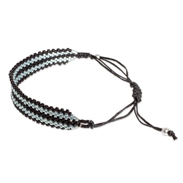 Alternate image for Silver and Black Bead Bracelet Black Tracks