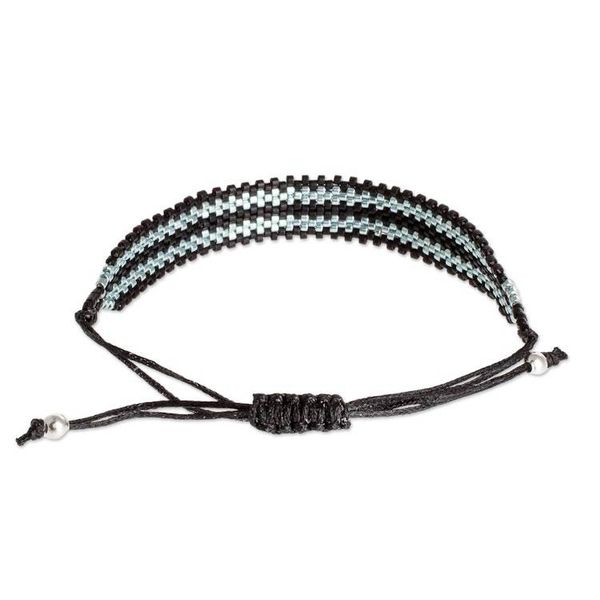 Alternate image for Silver and Black Bead Bracelet Black Tracks
