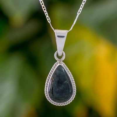 Primary image for Dark Green Teardrop Jade Pendant Necklace from Guatemala Teardrop Lasso