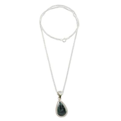 Alternate image for Dark Green Teardrop Jade Pendant Necklace from Guatemala Teardrop Lasso
