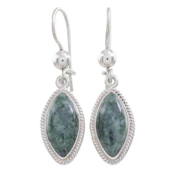 Alternate image for Artisan Crafted Silver and Dark Jade Earrings Green Gaze