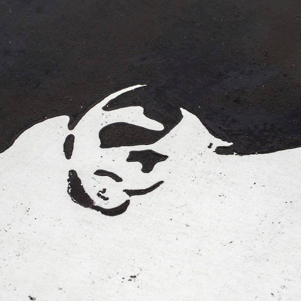Alternate image for Handmade Woodcut Print Portrait of Woman in Black and White Deep Profile