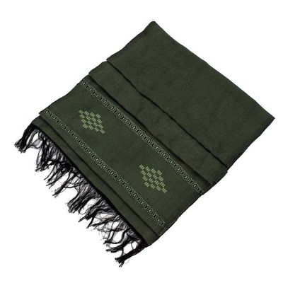 Alternate image for Handwoven Green Cotton Blend Scarf with Diamond Motif Diamond Diva in Green