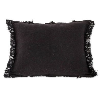 Alternate image for Black and Eggshelled Textured Cotton Cushion Cover Diamond Texture in Black