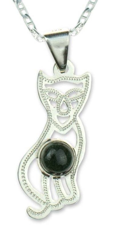 Alternate image for Jade pendant necklace Mystic Green Cat