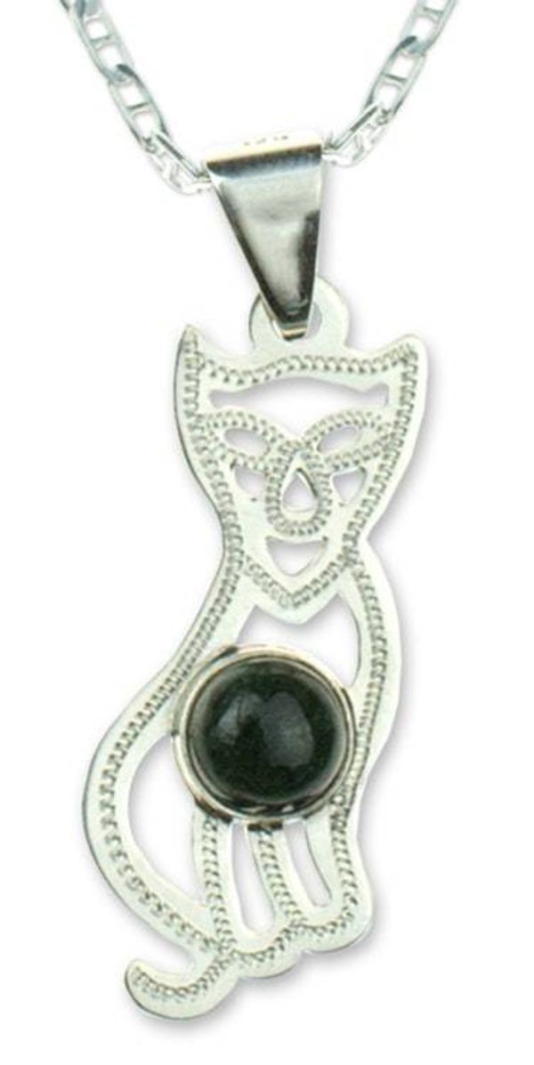 Alternate image for Jade pendant necklace Mystic Green Cat