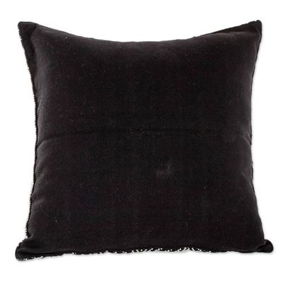 Alternate image for Diamond Pattern Cotton Cushion Cover in Black from Guatemala Geometric Elegance in Black