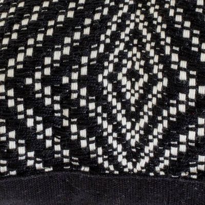 Alternate image for Diamond Pattern Cotton Cushion Cover in Black from Guatemala Geometric Elegance in Black