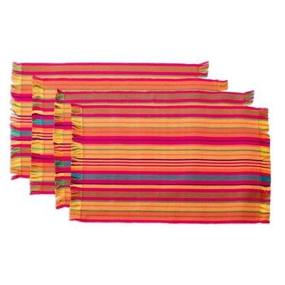 Alternate image for Handwoven Cotton Striped Placemats with Napkins Set of 4 Cerise Fair