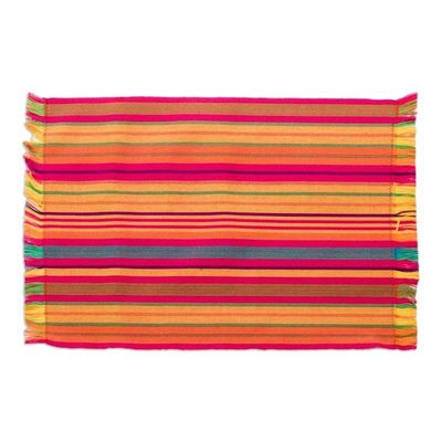 Alternate image for Handwoven Cotton Striped Placemats with Napkins Set of 4 Cerise Fair