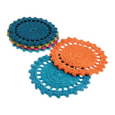 Alternate image for Artisan Hand-Crocheted Coasters Set of 6 Fiesta Colors