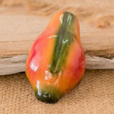 Alternate image for Hand-Painted Hand-Carved Cypress Wood Papaya Magnet Natures Papaya