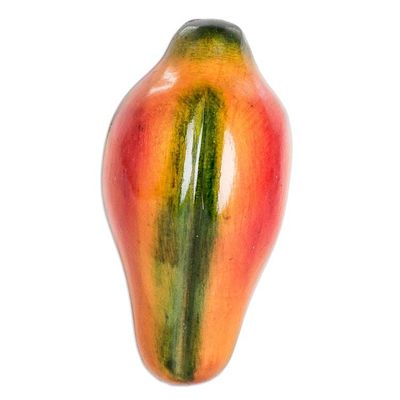 Alternate image for Hand-Painted Hand-Carved Cypress Wood Papaya Magnet Natures Papaya