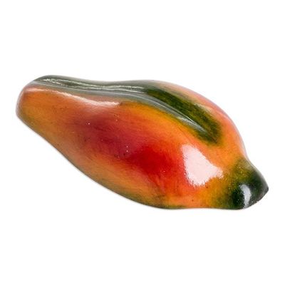 Alternate image for Hand-Painted Hand-Carved Cypress Wood Papaya Magnet Natures Papaya