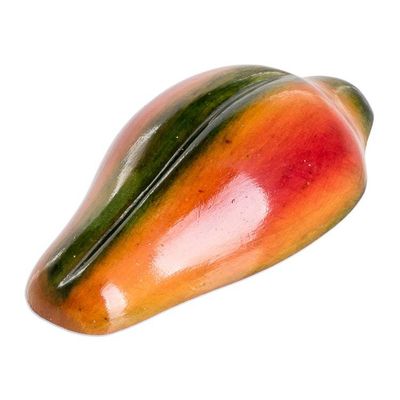 Alternate image for Hand-Painted Hand-Carved Cypress Wood Papaya Magnet Natures Papaya