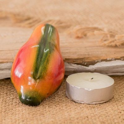 Alternate image for Hand-Painted Hand-Carved Cypress Wood Papaya Magnet Natures Papaya