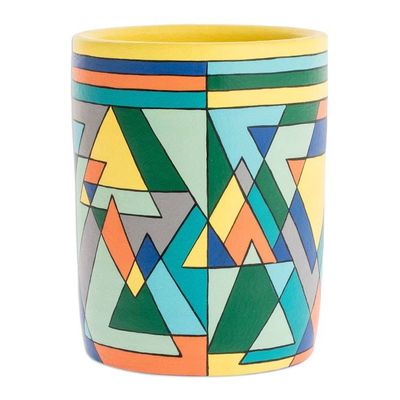 Alternate image for Artisan Crafted Multicolored Decorative Vase Mountain Geometry