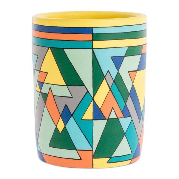 Alternate image for Artisan Crafted Multicolored Decorative Vase Mountain Geometry