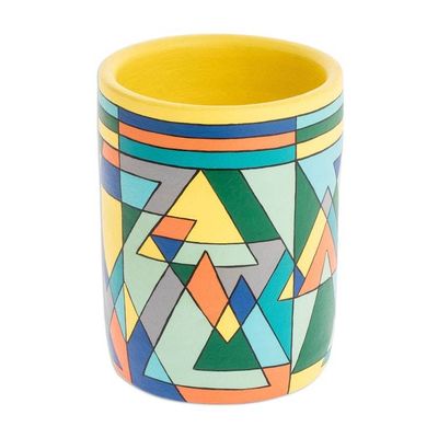 Alternate image for Artisan Crafted Multicolored Decorative Vase Mountain Geometry