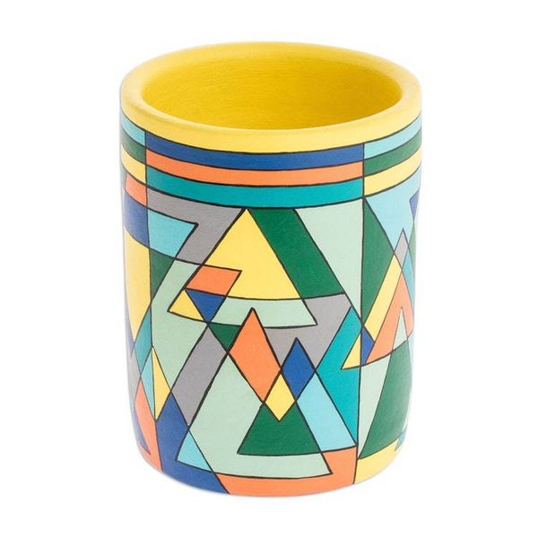 Alternate image for Artisan Crafted Multicolored Decorative Vase Mountain Geometry
