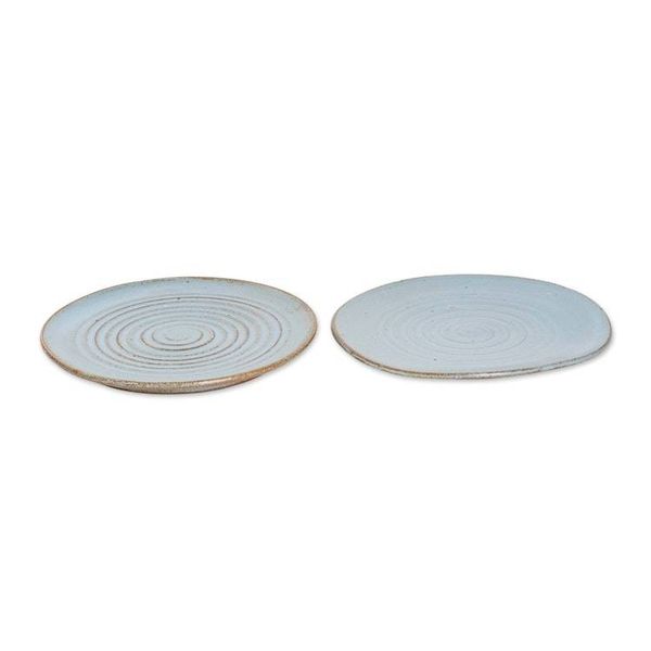 Alternate image for Natural Clay and Pale Blue Glaze Ceramic Luncheon Plate Pair Appetite for Serenity