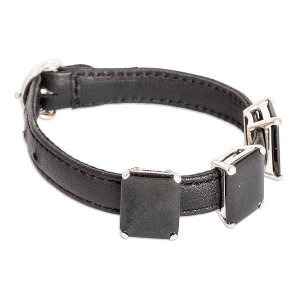 Alternate image for 100 Leather Pendant Bracelet with Three Black Jade Gems Powers of the Night