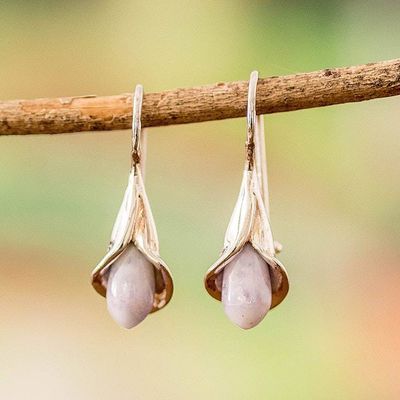 Primary image for Purple Jade Arum-Lily Flower Drop Earrings from Guatemala Joyous Lilies