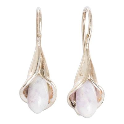Alternate image for Purple Jade Arum-Lily Flower Drop Earrings from Guatemala Joyous Lilies