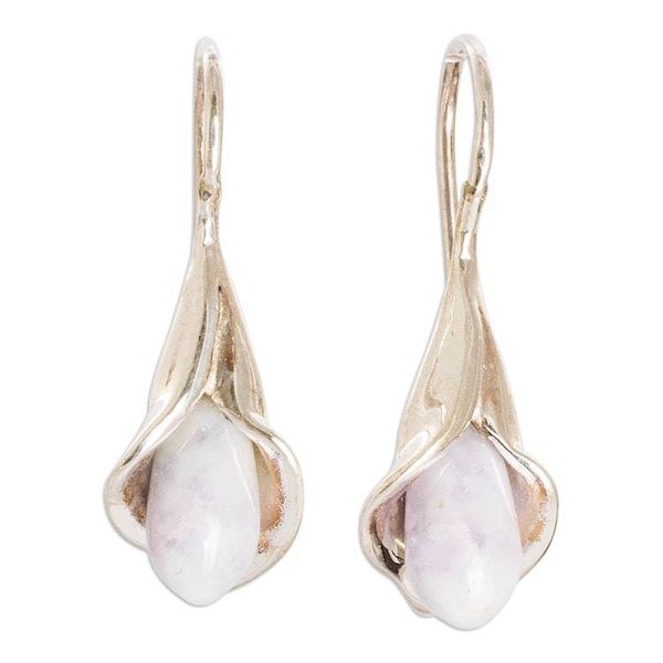 Alternate image for Purple Jade Arum-Lily Flower Drop Earrings from Guatemala Joyous Lilies
