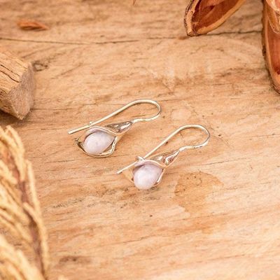 Alternate image for Purple Jade Arum-Lily Flower Drop Earrings from Guatemala Joyous Lilies