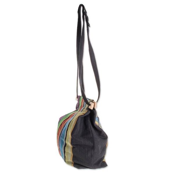 Alternate image for Colorful Striped Cotton Tote Handbag from El Salvador Striped Party