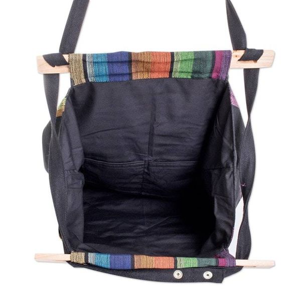 Alternate image for Colorful Striped Cotton Tote Handbag from El Salvador Striped Party
