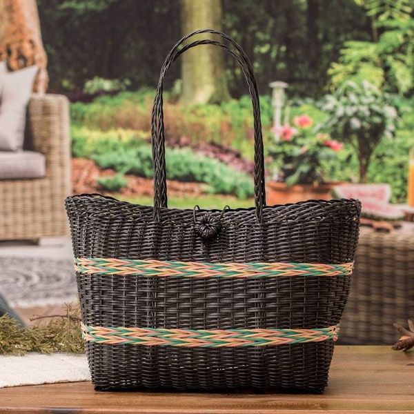 Alternate image for Handwoven Eco-Friendly Striped Black and Pastel Shoulder Bag Nocturnal Waves