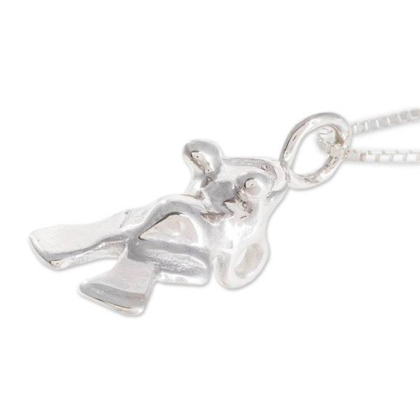 Alternate image for Handcrafted Sterling Silver Frog Pendant Necklace Pre-Hispanic Frog
