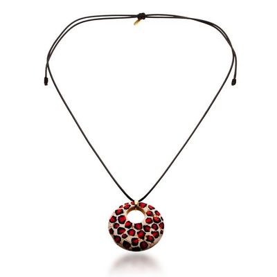 Alternate image for Hand-Painted Howlite Pendant Necklace with Red Spot Design Red Spot Fantasy