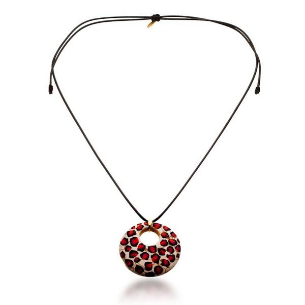 Alternate image for Hand-Painted Howlite Pendant Necklace with Red Spot Design Red Spot Fantasy
