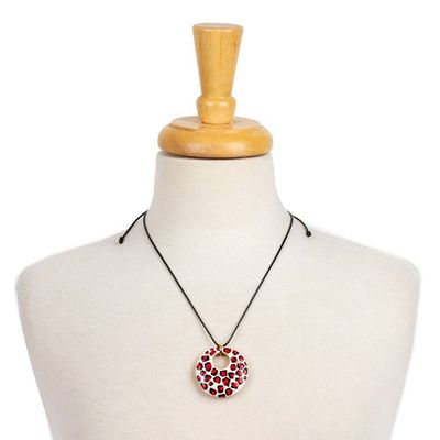 Alternate image for Hand-Painted Howlite Pendant Necklace with Red Spot Design Red Spot Fantasy