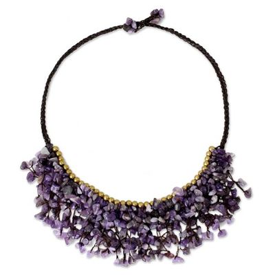 Alternate image for Amethyst Chip and Brass Bead Necklace from Thai Artisan Cascade