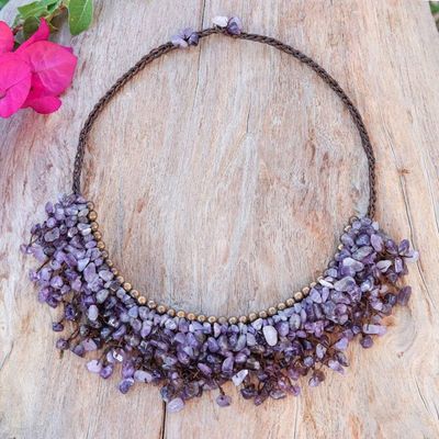 Alternate image for Amethyst Chip and Brass Bead Necklace from Thai Artisan Cascade