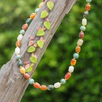 Alternate image for Multi-Gemstone Beaded Long Necklace from Thailand Thai Beauty