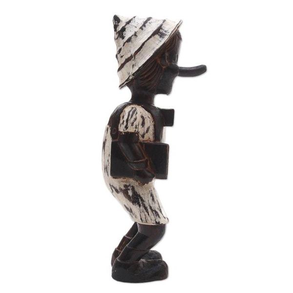 Alternate image for Hand-Carved Distressed Wood Sculpture from Bali Playful Boy